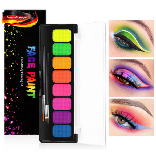 Neon gesichtsbemalung set - set, 8