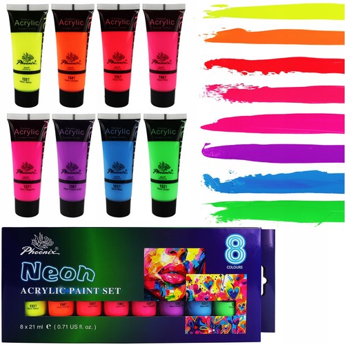 Neon acrylfarben set - acrylfarben, 8x21ml